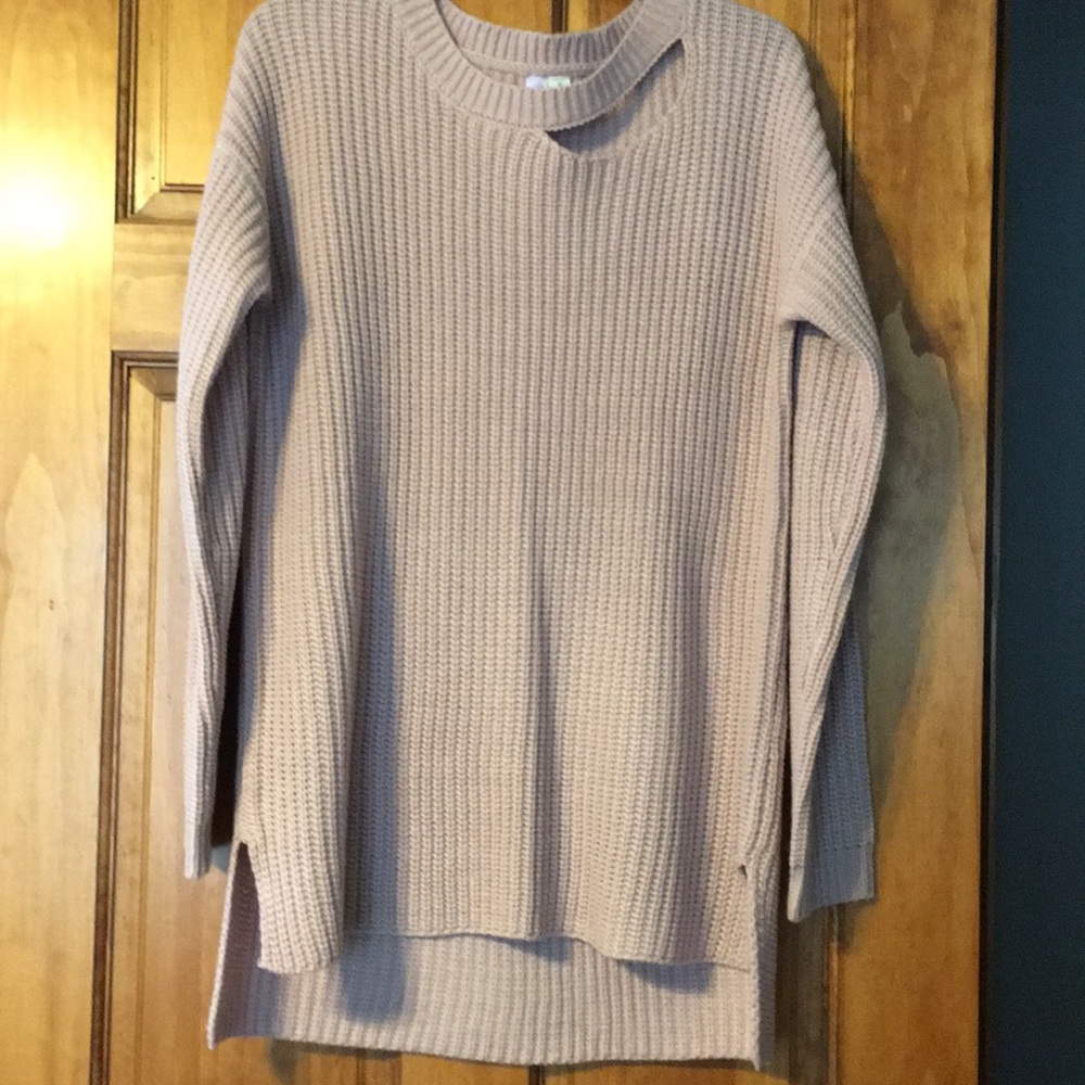 Mauve clavicle cut out long sleeve sweater